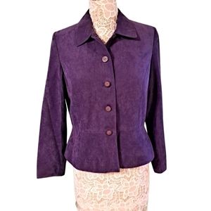 VNWOT Vintage Judith Hart Peplum Style Faux Suede Purple Shacket